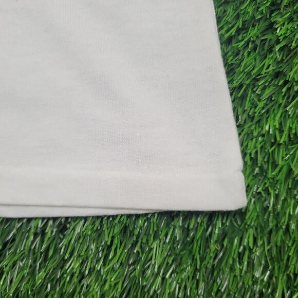 VTG 90s S'ADASS Donkey Pun Polo Shirt Mens Large White Grey Ringer Cuff - Picture 4 of 7